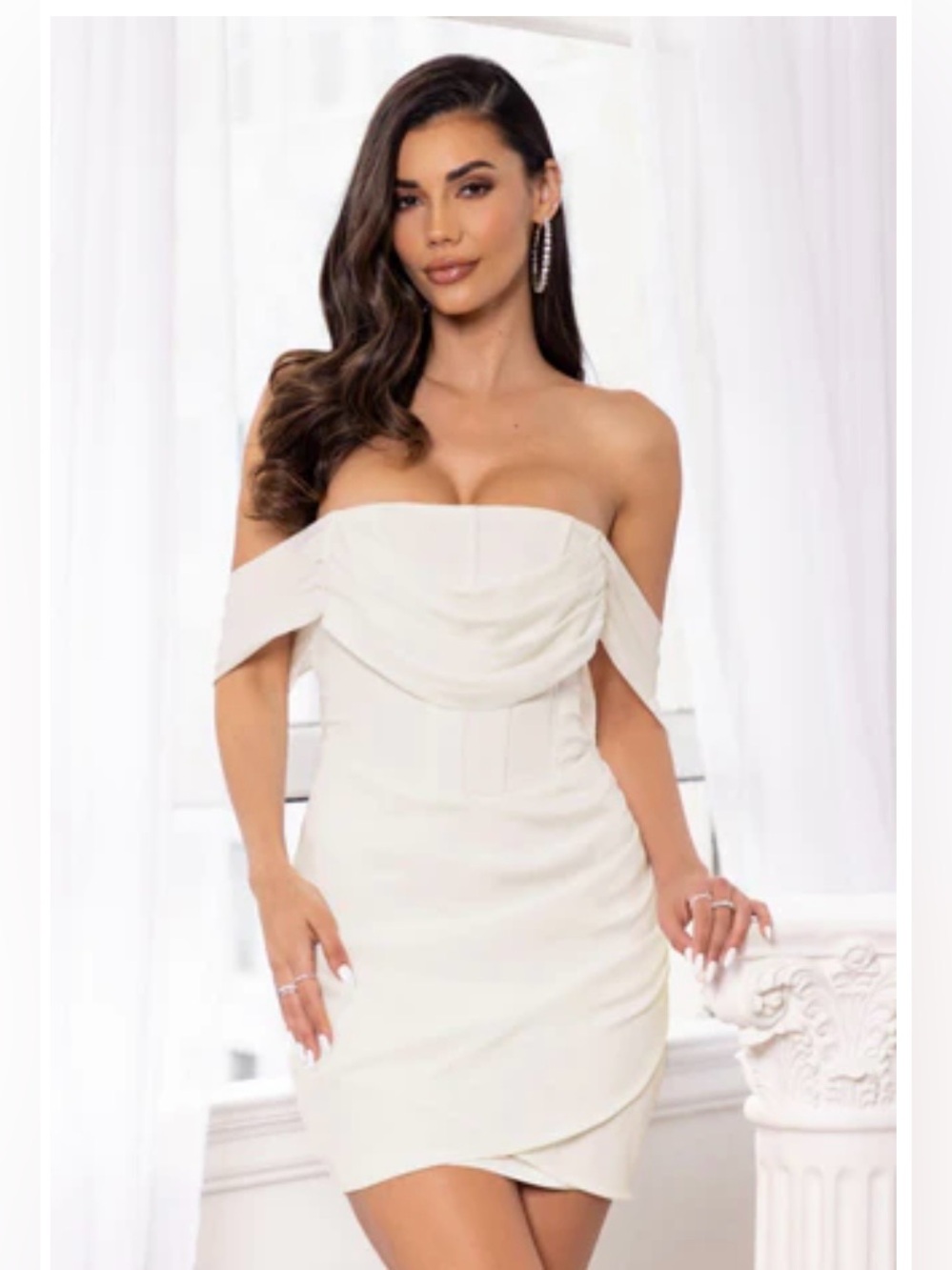 NWT Club L London Draped Off Shoulder Mini Dress